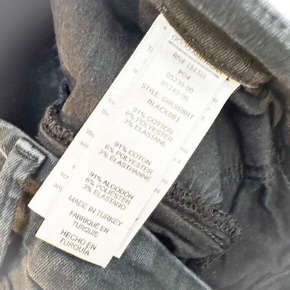 Good American Good Waist Crop Charcoal Stretch Denim Split Hem Jeans Size 15/33 - Picture 7 of 8